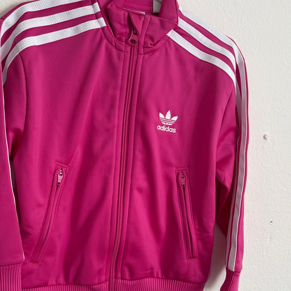 Adidas Fuchsia Jacket with White Stripes